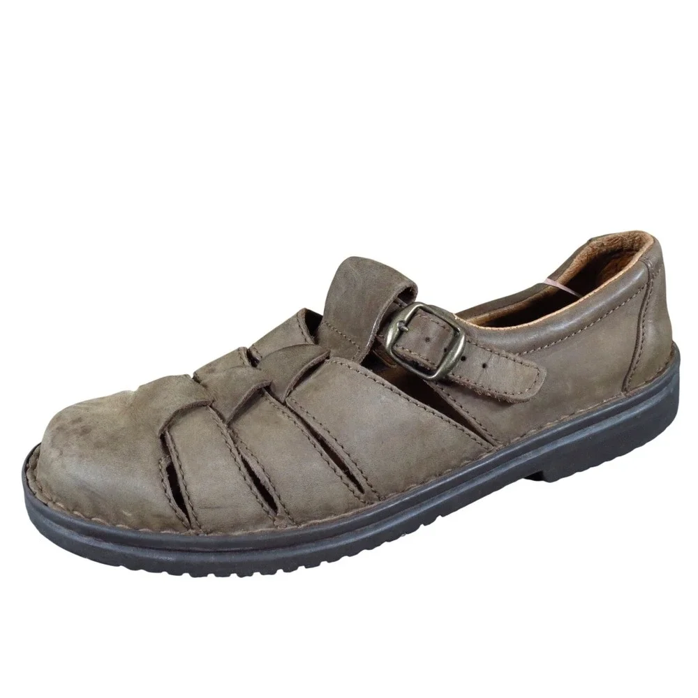 Josef Seibel Handmade Men Casual Fisherman Sandals Size 42 Comfort Brown Leather